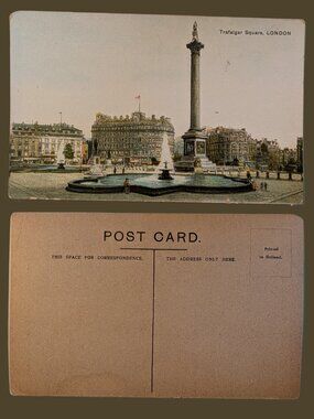 10/$25 Vintage Unused Blank Trafalgar Square London Postcard